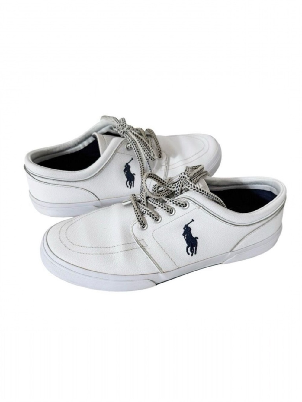 Polo Ralph Lauren Men's Faxon White Leather Sport Fashion Sneaker Size 9.5 D‎